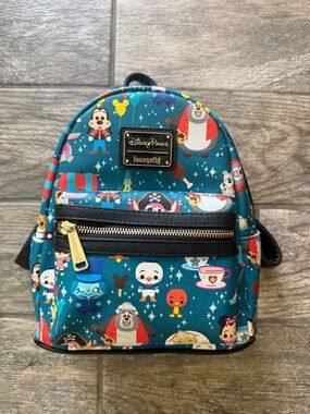 Disney loungefly teal Mini Backpack with Colorful Character Print
